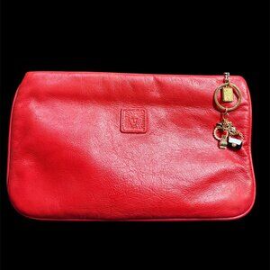 ANNE KLEIN RED BUTTERY SOFT LEATHER CLUTCH